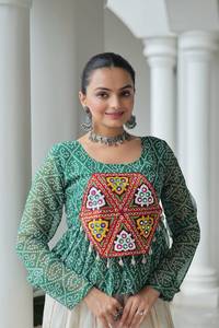 Navratri Special <b>Indian</b> Pakistani Traditional Ethnic Wear Bandhani Print Kutchi Gamthi Patchwork Work <b>Top</b> Party Wedding Festive - Product Image 3