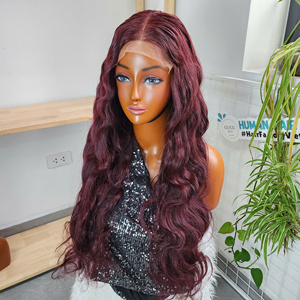 Human Hair <b>Wigs</b> Virgin Vietnamese Natural <b>Wave</b> Loose <b>Deep</b> <b>Wave</b> Super <b>Wave</b> Body <b>Wave</b> Lace Closure Front <b>Wig</b> 5x5 burgundy Color - Product Image 4