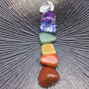 Natural 7 Chakra Carved Stone <b>Set</b> Assorted Polished Gemstone <b>Crystals</b> with Pouch Meditation Feng Shui Gift Wholesale - Product Image 6