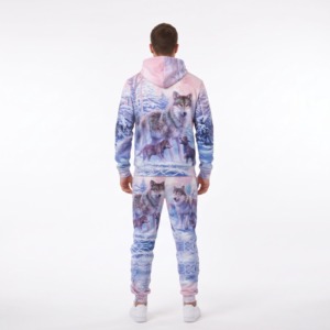 Wolf Print Zip Up <b>Hoodie</b> And Sweatpants Set <b>Men</b> Women Casual Tracksuit 2 Piece Outfit - Product Image 4