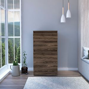 Cassettiera a una porta in noce scuro con 2 cassetti, specchio e vano portagioie da 43 pollici - Product Image 1