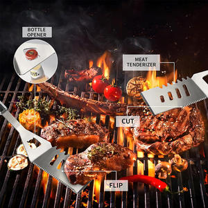 Kit d'accessoires de barbecue haut de gamme en acier inoxydable avec manches en <span class=keywords><strong>bois</strong></span>, 5 pièces, avec sac de transport, ensemble d'outils pour barbecue - Product Image 4