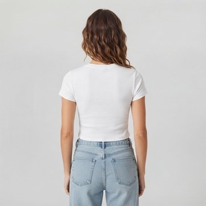 Latest Design Low MOQ Casual Women's <b>Summer</b> T-Shirts Customized Logo <b>Blouse</b> Short Sleeve Loose Fit 100% Cotton Knitted - Product Image 2