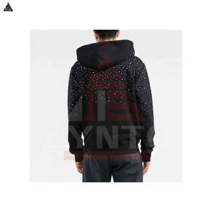 Sweat à capuche personnalisé avec logo en strass pour homme, pull basique tendance en coton mélangé de haute qualité, dernières nouveautés en matière de sweats à capuche en strass pour homme - Product Image 5