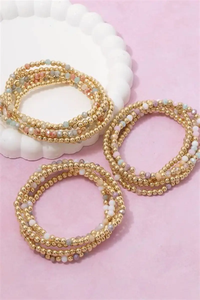 Pulseras de Cuentas Acrílicas Hechas a Mano, Redondas, Multicapa, Joyería de Fiesta para Adultos, Elegante Pulsera de Cuentas Acrílicas Multicapa - Product Image 3