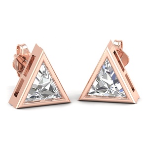 REYES Triangle Shape 2.2 Carat Moissanite <b>Stud</b> <b>Earrings</b> for Women in 14K 18K Solid White Gold Fine Jewelry Anniversary Gifts - Product Image 5
