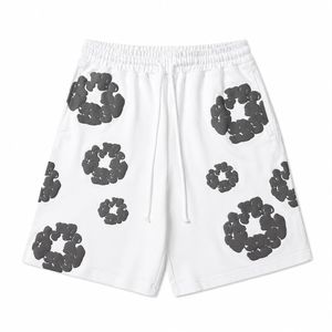 Conjunto de camiseta y pantalones cortos de algodón blanco para hombre con estampado circular negro, atuendo informal de verano, transpirable, de punto, de dos piezas - Product Image 3
