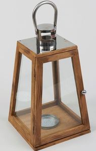 Candelabro de madera blanco con parte superior de acero para decoración de boda - Product Image 6
