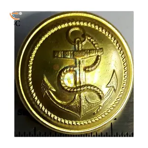 Boutons de veste de haute qualité Die Struck Gold Bronze Anchor Snap Logo Shape Metal OEM Fashion Button Customized Brass Plating