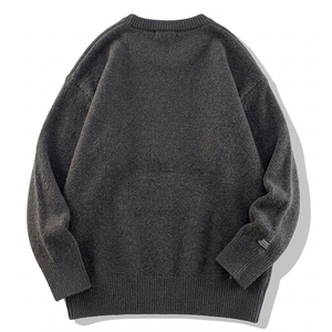 Suéter de punto para hombre al por mayor, 100% algodón, antipilling, cuello redondo, ajuste holgado, manga larga, con estampado de letras, estilo americano. - Product Image 5
