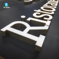 Panneau d'affichage LED lumineux sur le devant, lettres en relief 3D personnalisables, lettres lumineuses en acrylique et acier inoxydable, enseigne de magasin éclairée sur le devant