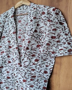 Robe Kimono Premium Imprimée à la Main en Coton Floral Respirant à Manches Longues – Vêtement de Nuit pour Femme – Fournisseur en Gros - Product Image 6