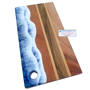 เขียงไม้ Thatwood ลายคลื่นเรซิ่นสีม่วง งานแฮนด์เมด สไตล์ชายทะเล สำหรับใช้ในครัว - Product Image 4