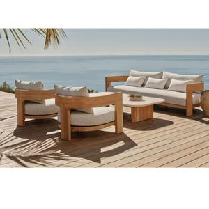 โซฟาไม้สักสำหรับลานบ้าน ผลิตในอินโดนีเซีย เฟอร์นิเจอร์ไม้เนื้อแข็ง - Product Image 1