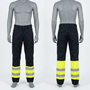 Men Womens Safety <b>Work</b> <b>Pant</b> 240 GSM Corduroy Acid Wash Neon Yellow Reflective Leg Panels Custom Logo Print Embroidery - Product Image 4