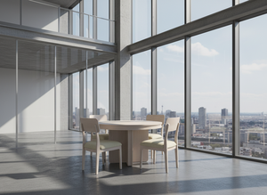 Ensemble de table basse ronde moderne avec 4 chaises en frêne massif et placage MDF, design durable et léger - Product Image 4