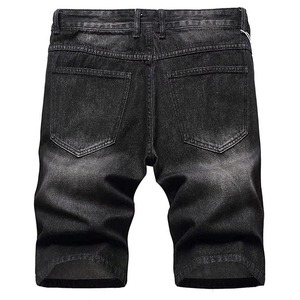 Pantalones Cortos de Mezclilla Azules para Hombre, Transpirables, Impermeables, de Cintura Media, con Lavado Desgastado, Método de Tejido de Punto, Estilo Casual para Verano - Product Image 2