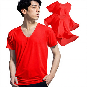 Men's <b>White</b> <b>V</b>-<b>Neck</b> Short Sleeve Cotton <b>T</b>-<b>Shirt</b> Regular Fit Casual Jersey Breathable Solid Color - Product Image 3
