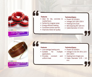 Câbles de chauffage au sol en PVC résistants au feu pour usage hôtelier, compatibles avec les carreaux/béton/marbre, conception sans joint, toutes formes et tailles - Product Image 5