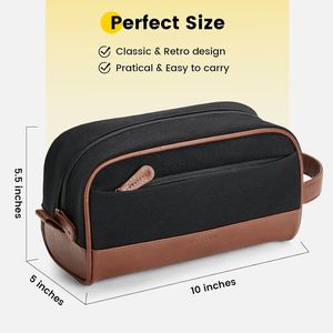Borsa da Toilette in Tela Nera Impermeabile, Organizer da Viaggio per Uomo, Regalo per Accessori da Toilette - Product Image 3