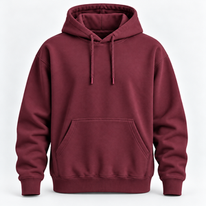 Burgundy Casual Hooded Sweatshirt Cotton Fleece Long Sleeve Pullover with Custom Sizes and Packaging for Bulk <b>Leisurewear</b> Orders - Product Image 1