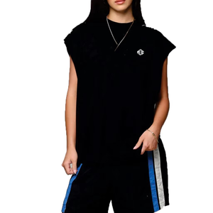 Camiseta de Yoga sin Mangas para Mujer, Talla Grande, Color Negro, Spandex/Poliéster, Corte Regular, Ligera, Moda de Verano, Marca Privada OEM - Product Image 1