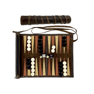 Juego de Backgammon Portátil Enrollable de Cuero PU con Logotipo Personalizado, Juego de Mesa de Viaje de Lujo con Correa y Bolsa con Cierre - Product Image 1