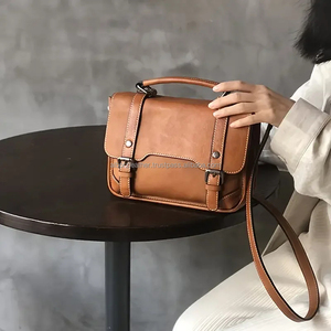 ALBORZ Unisex Slim Cross Body Buffalo Genuine Vintage Leather Messenger Bag Custom Logo Durable Flap Lightweight Portable 2-2.9L - Product Image 1