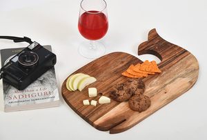 Planche à découper en bois, planche à découper de type bloc de boucher pour légumes, fruits, viande, cuisine, café, restaurant, antidérapante, marron - Product Image 5