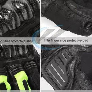 Gants de moto en cuir confortables et durables avec support respirant, antidérapants, sangle de poignet réglable pour une utilisation en extérieur - Product Image 4