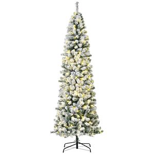 7.5ft Pre-Lit Slim Douglas Fir Artificial Christmas <b>Tree</b> 350 LED <b>Lights</b> & 641 Tips Snow-Flocked <b>with</b> Realistic Branches - Product Image 1