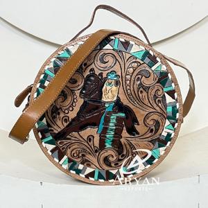 Nuevo Bolso de Hombro Redondo de Cuero Vacuno Hecho a Mano, Estilo Bohemio, para Mujer, Estilo Vaquero, Regalo para Ella - Product Image 1