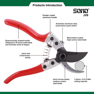 Sécateur de jardinage professionnel SONO JV9 pour arbres, avec lames en acier au carbone de haute qualité revêtues de PTFE et en alliage d'aluminium - Product Image 2