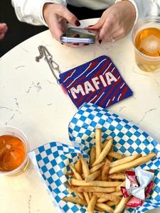 Monedero de mano con patrón clásico de dibujos animados y cuentas hechas a mano, con correa desmontable, venta al por mayor OEM/ODM, bolsa bordada con cremallera, regalo - Product Image 3