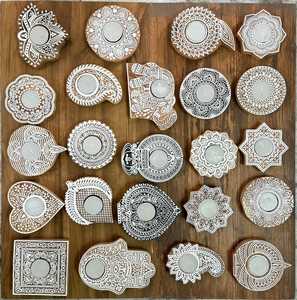 Support de bougie chauffe-plat en bois sculpté à la main, motif Mandala Paisley Éléphant, pour décoration de table Diwali Mandir, artisanal - Product Image 5