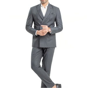 Men Business <b>Blazers</b> Suits Slim Fit High Quality Tuxedo Dress Suit With Double Breasted Plain Blank Men Pant Coat Breathable - Product Image 1