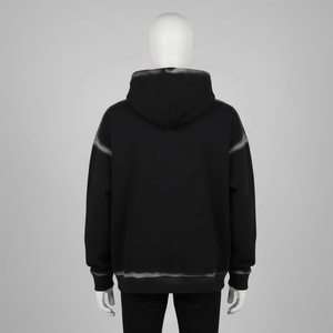 Sweat à capuche d'hiver pour homme en coton 100% noir délavé, tissu personnalisé, effet délavé vintage, poche kangourou, coupe classique, streetwear - Product Image 2