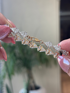 Pulsera de tenis de diamantes cultivados en laboratorio de primera calidad para mujer, con forma marquesa y trillón, 9.10 quilates, oro de 14K, joyería de compromiso y declaración. - Product Image 5