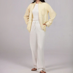 Custom Made Heavy Duty Women Co-ord <b>Set</b> Solid Casual Spring/Summer 2-Piece Long <b>Set</b> Eco-Friendly Breathable Factory Direct - Product Image 2