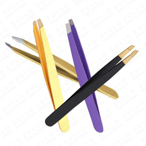 Multi Color Eyebrow Tweezers Set Stainless Steel Slanted Tip Personalized Beauty <b>Makeup</b> Grooming <b>Tools</b> OEM - Product Image 3