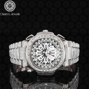 Charm_Jewels Luxury Stainless Steel Watch Round Dial Sapphire Crystal Analog Quartz <b>Chronograph</b> Unisex 40mm Folding Clasp - Product Image 5