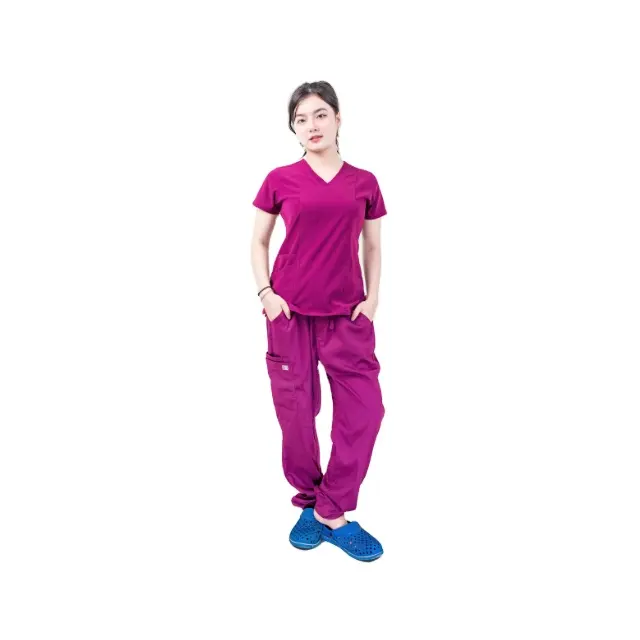 Novo estilo Melhor Qualidade Scrubs Uniformes Conjuntos Clinic Wear Custom Poliéster Rayon Spandex Médico Enfermagem Scrubs Uniformes Conjuntos