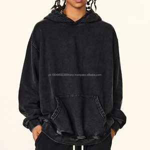 Sweat-shirt à capuche streetwear de haute qualité, délavé et décoloré, logo personnalisé, lourd, surdimensionné, lavage à l'acide, sweat-shirt de jogging en molleton français - Product Image 1