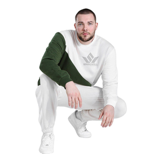Unisex <b>White</b> Cotton Tracksuit Set Crew Neck Sweatshirt and <b>Jogger</b> Pants Casual Autumn Sportswear - Product Image 2