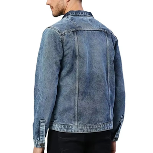 Custom Made <b>Men's</b> <b>Long</b> Winter Plain Denim <b>Jacket</b> Blue Cotton Jean <b>Jacket</b> Stretch Plus Size for <b>Men</b> Canvas Fabric - Product Image 3