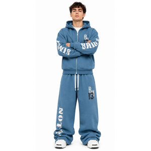 Conjunto de Sudadera con Capucha y Pantalones de Chándal de Felpa Francesa 100% Algodón, Corte Holgado, con Cremallera Completa, Logotipo Personalizado con Efecto Desgastado - Product Image 5