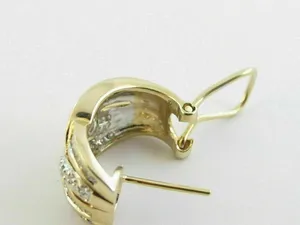 Pendientes de Aro de Lujo Tishya con Diamantes Moissanite, Plata de Ley 925 Bañada en Oro, Corte Baguette, Aspecto de Diamante, 5.8g, Joyería Fina para - Product Image 4