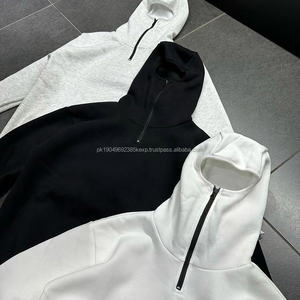 Sweat-shirts à capuche pour hommes avec fermeture éclair intégrée, en molleton français uni, respirant, V2 Ninja, demi-fermeture éclair, balaclava - Product Image 1