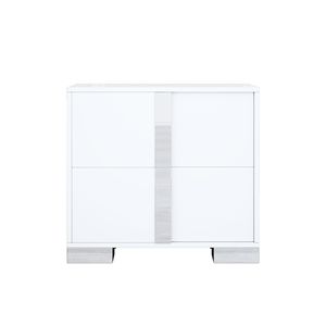 Elegant <b>White</b> Mirrored <b>Bedside</b> Table with 2 Drawers Nightstand with Metal Handle for Bedroom or Living Room - Product Image 4