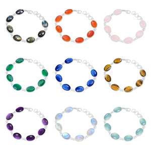 Wholesale Lot Multi Color <b>Silver</b> Plated Bohemian Style Geometric <b>Bangles</b> High Quality Assorted Crystal Handmade Bezel Fashion - Product Image 3